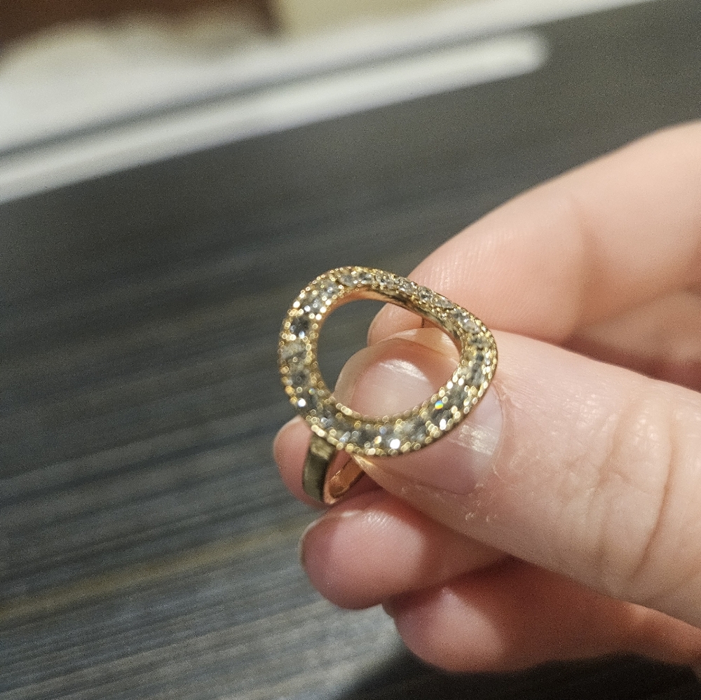 Gold and Crystal Circle Statement Ring size 7 - Picture 4 of 5